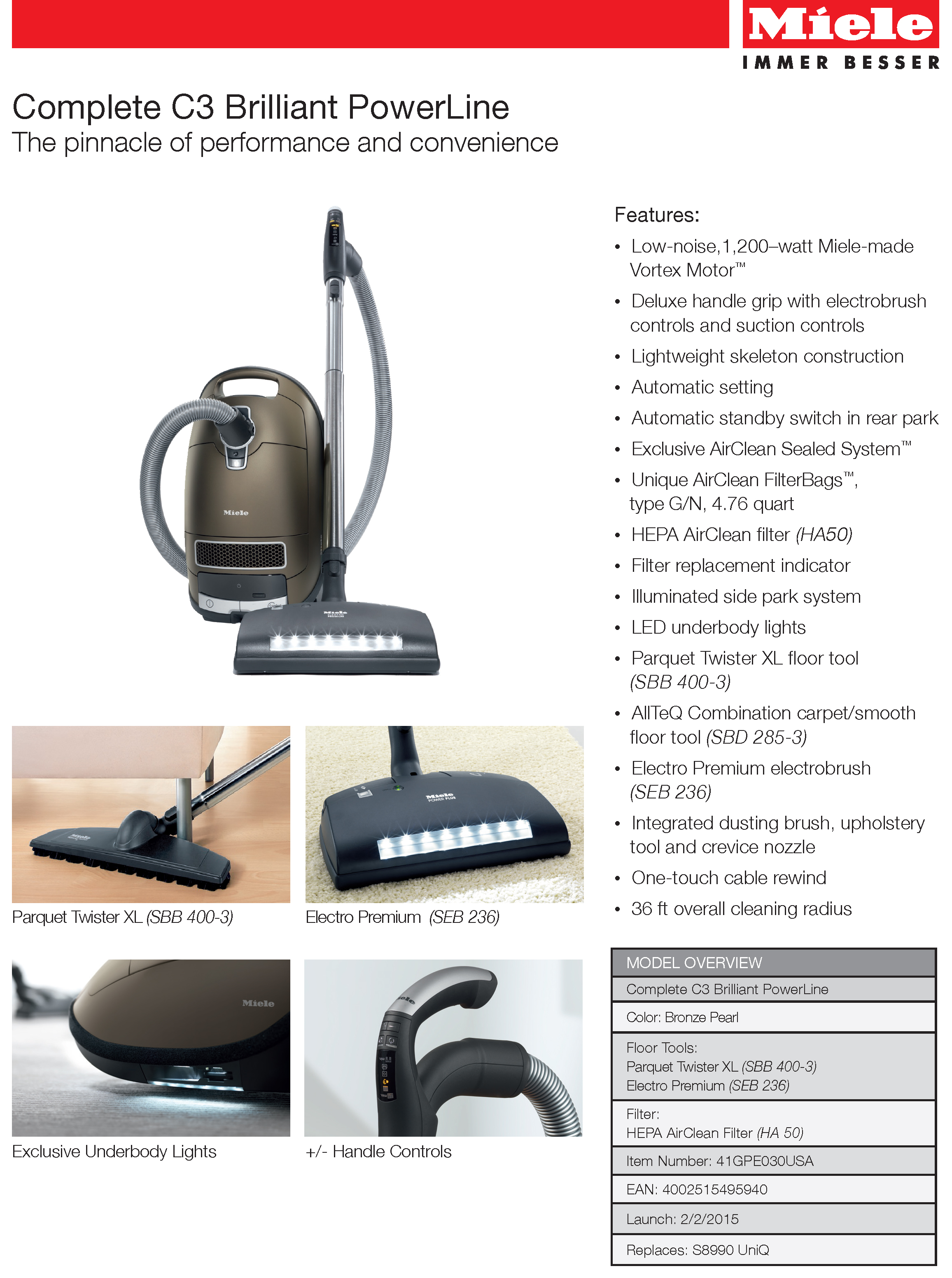 Miele Complete C3 Brilliant PowerLine Vacuums & More